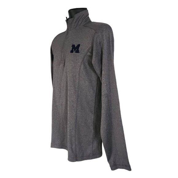Michigan Wolverines Men's Size Small Gray Blue 1/4 Zip Long Sleeve Pullover - Picture 3 of 4